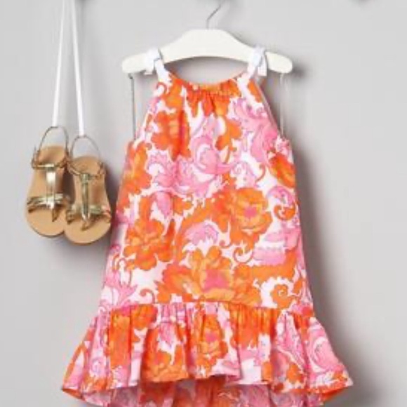 Janie and Jack Other - Janie and Jack Dress size 5 Pink Orange Hi/Low Floral Tropical Resort Vacation